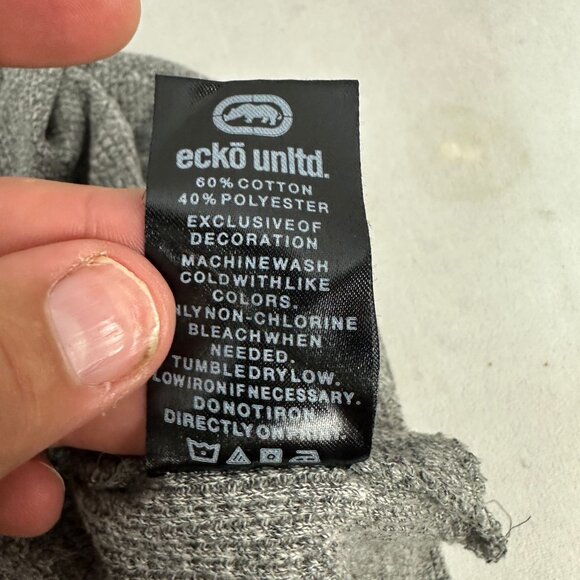 Ecko Unltd Mens Gray Hooded Sweater Logo Print Long Sleeve Pullover XL - Picture 5 of 5